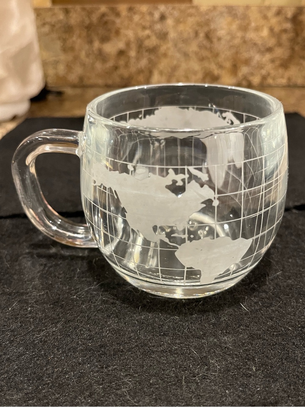 Vintage 1970s Nestle Cafe Etched World Map Globe Mug